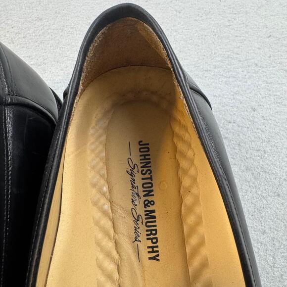 Johnston & Murphy Loafers Mens 12 Black Leather Tassel Signature Series Italy